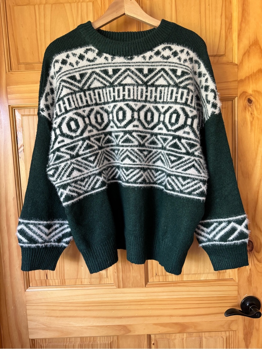 Maurices Cozy Green & Cream Nordic Pattern Fair Isle Sweater size XL